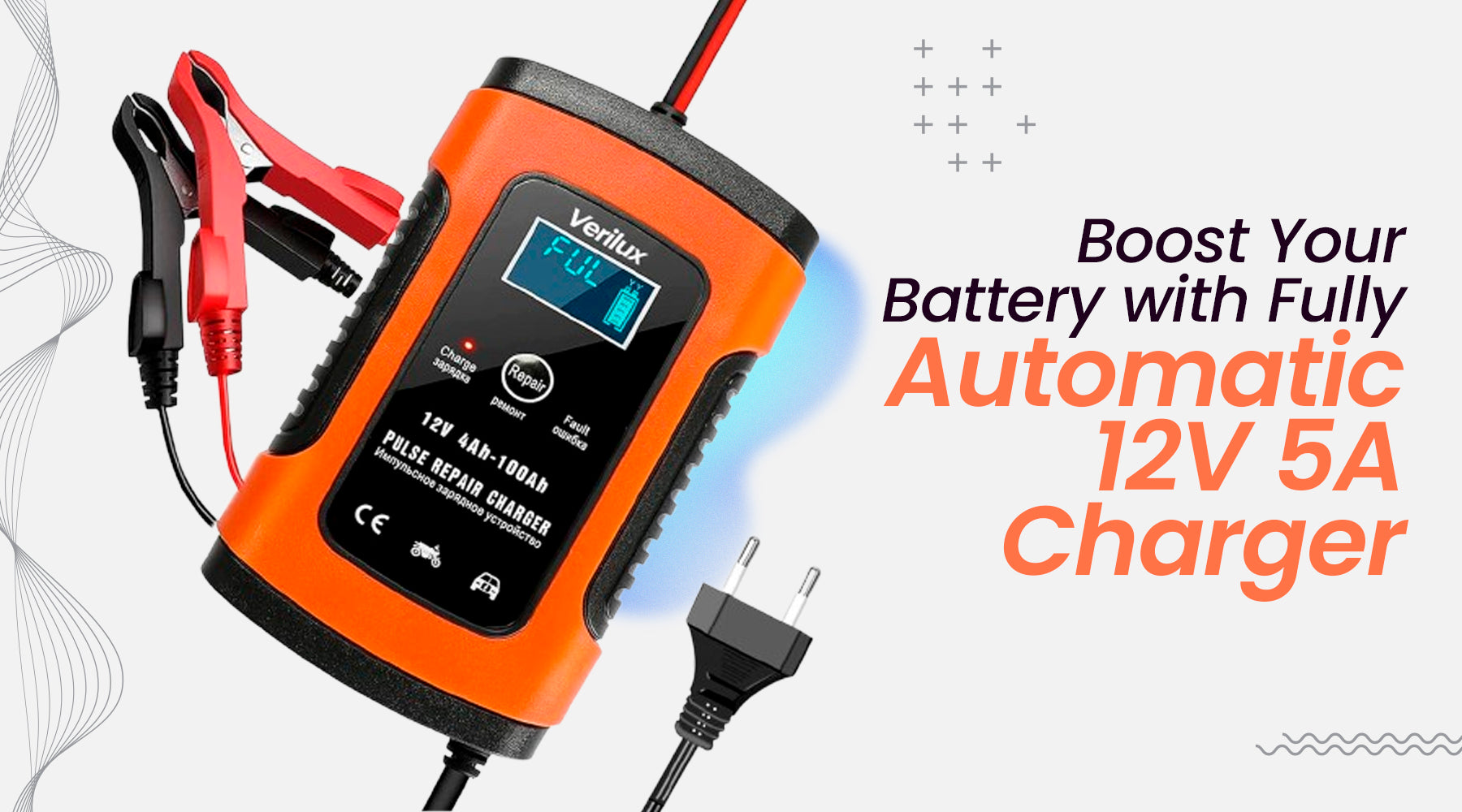 Boost Your Battery with Fully Automatic 12V 5A Charger