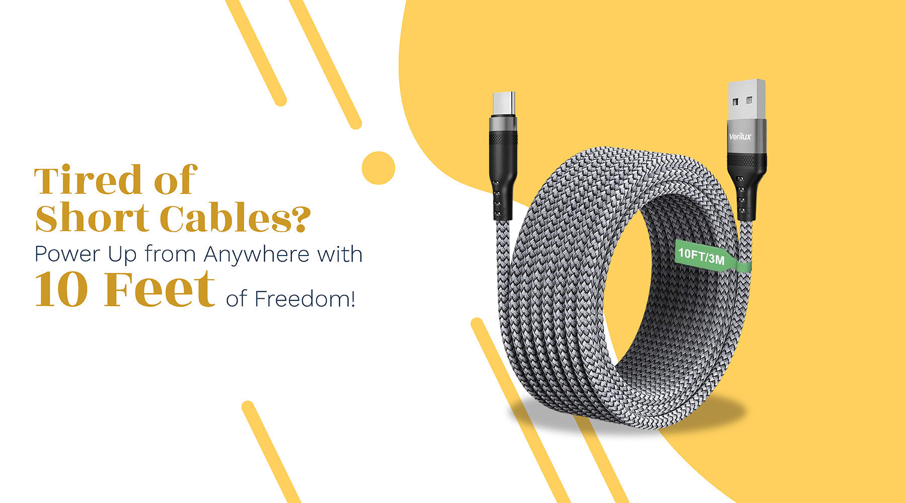 Tired of Short Cables? Power Up from Anywhere with 10 Feet of Freedom!