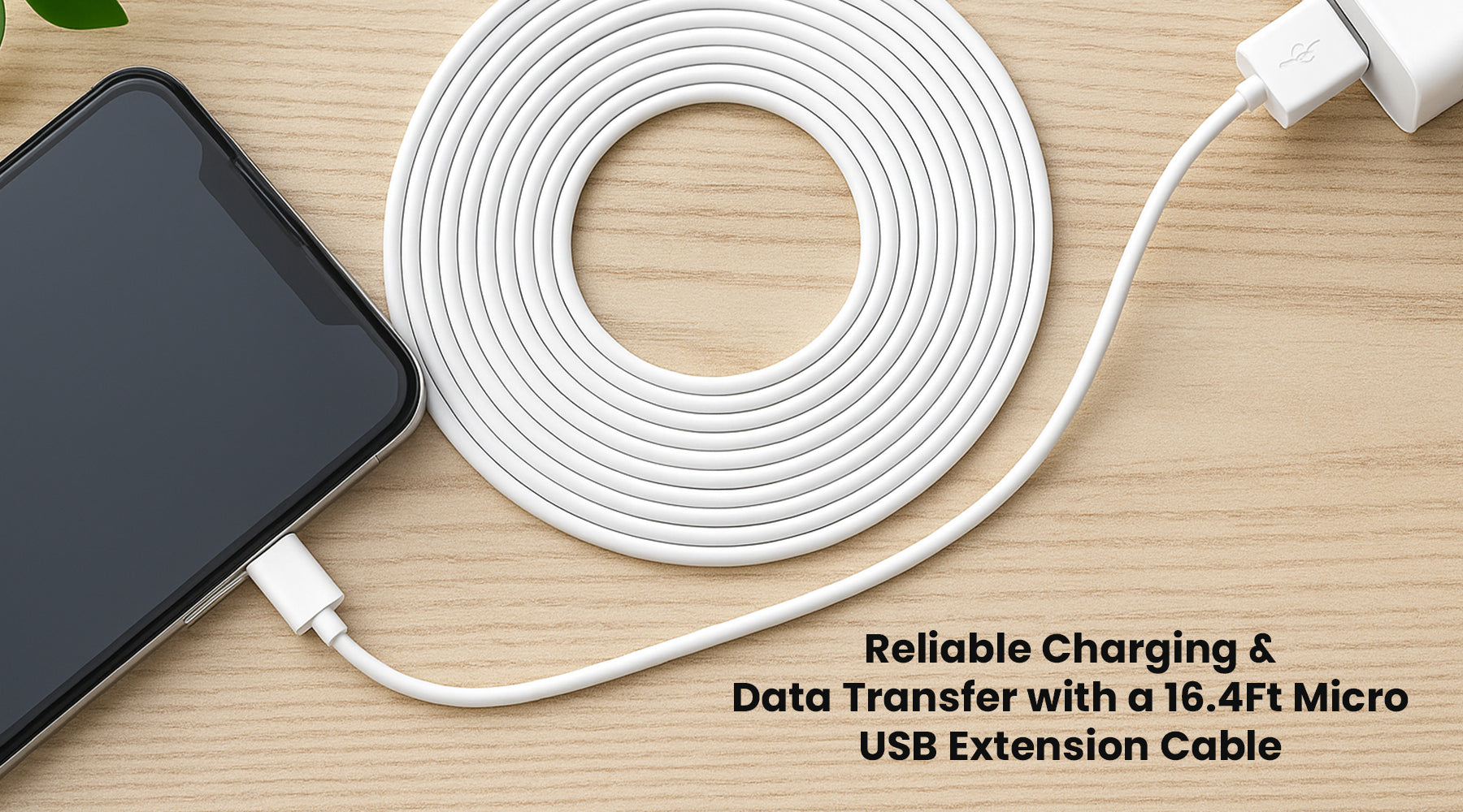 Reliable Charging & Data Transfer with a 16.4Ft Micro USB Extension Cable
