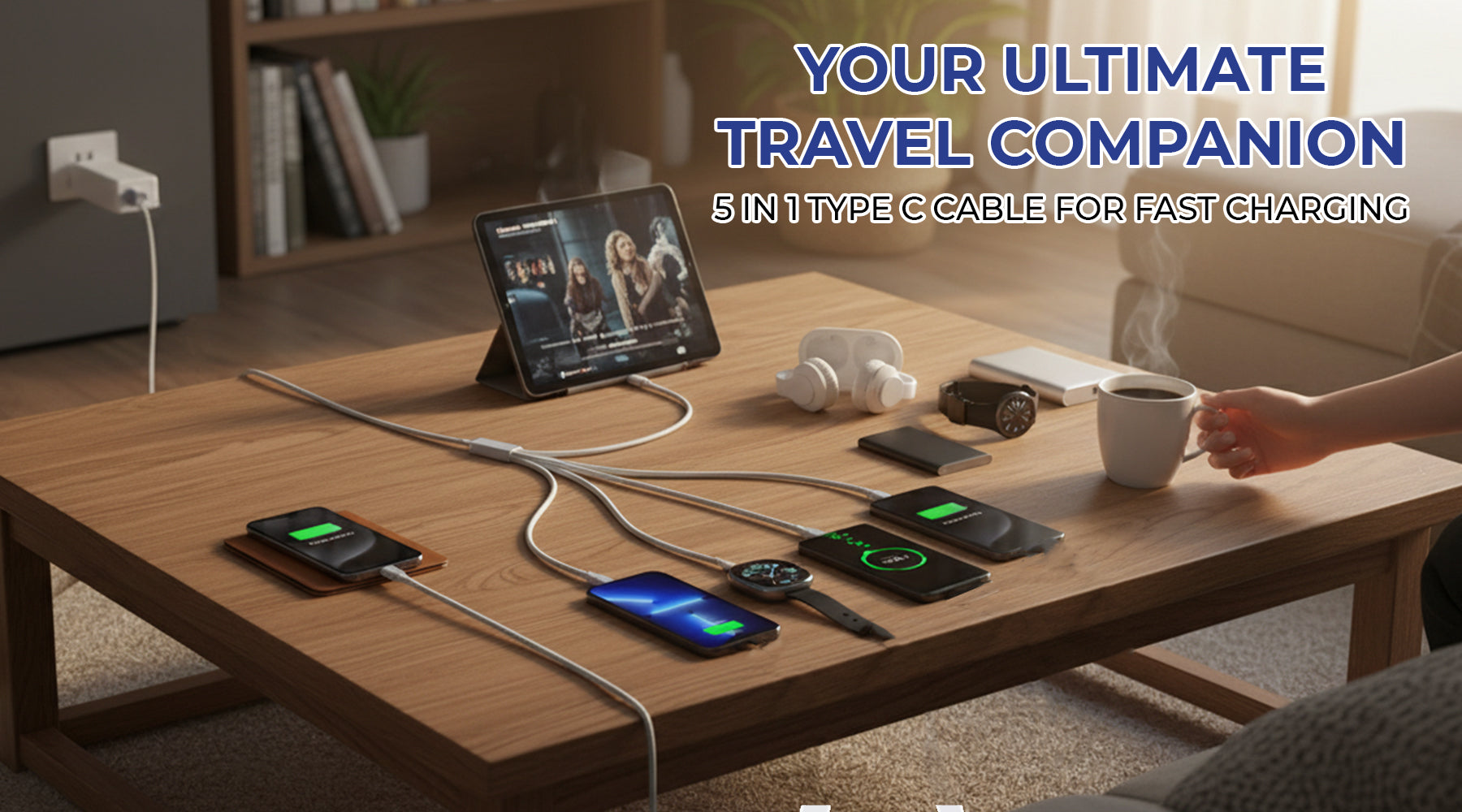 Your Ultimate Travel Companion: 5 in 1 Type C Cable for Fast Charging