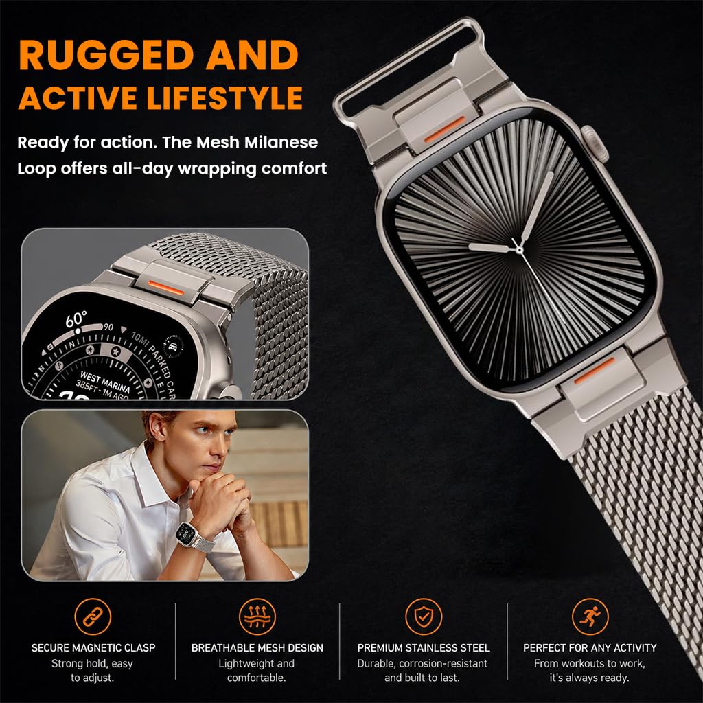 ZORBES Stainless Steel Milanese Loop Watch Band