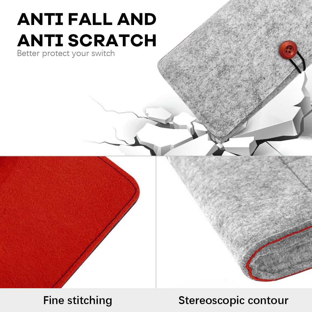 ZORBES® Compatible with Switch Felt Storage Bag with 5 Game Card Slots Carry Bag for Switch Game Console Anti-scratch Protective Travel Accessory Bag for Switch, Grey, 22.5x12x3.5cm