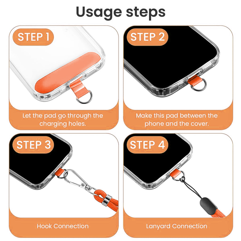 ZORBES® Phone Neck Strap and Wrist Strap Adjustable Nylon Phone Sling Strap with Attachment Insert Quick Release Phone Strap Phone Shoulder Strap Universal Phone Strap Lanyard, Orange