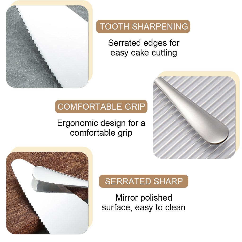 ZORBES® Juego de Cuchillos de Corte de Pastel de Acero Inoxidable, Set de Cuchillo para Pastel de Boda, Set de Acero Inoxidable para Servir Pastel de Boda Cumpleaños Fiestas y Eventos