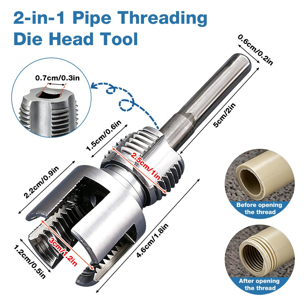 Serplex® 2-in-1 Drill-Compatible Pipe Threading Tap & Die Tool