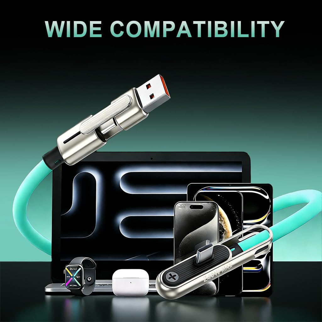 Verilux 240W PD L-Shape Fast Charging Cable with Built-in Stand