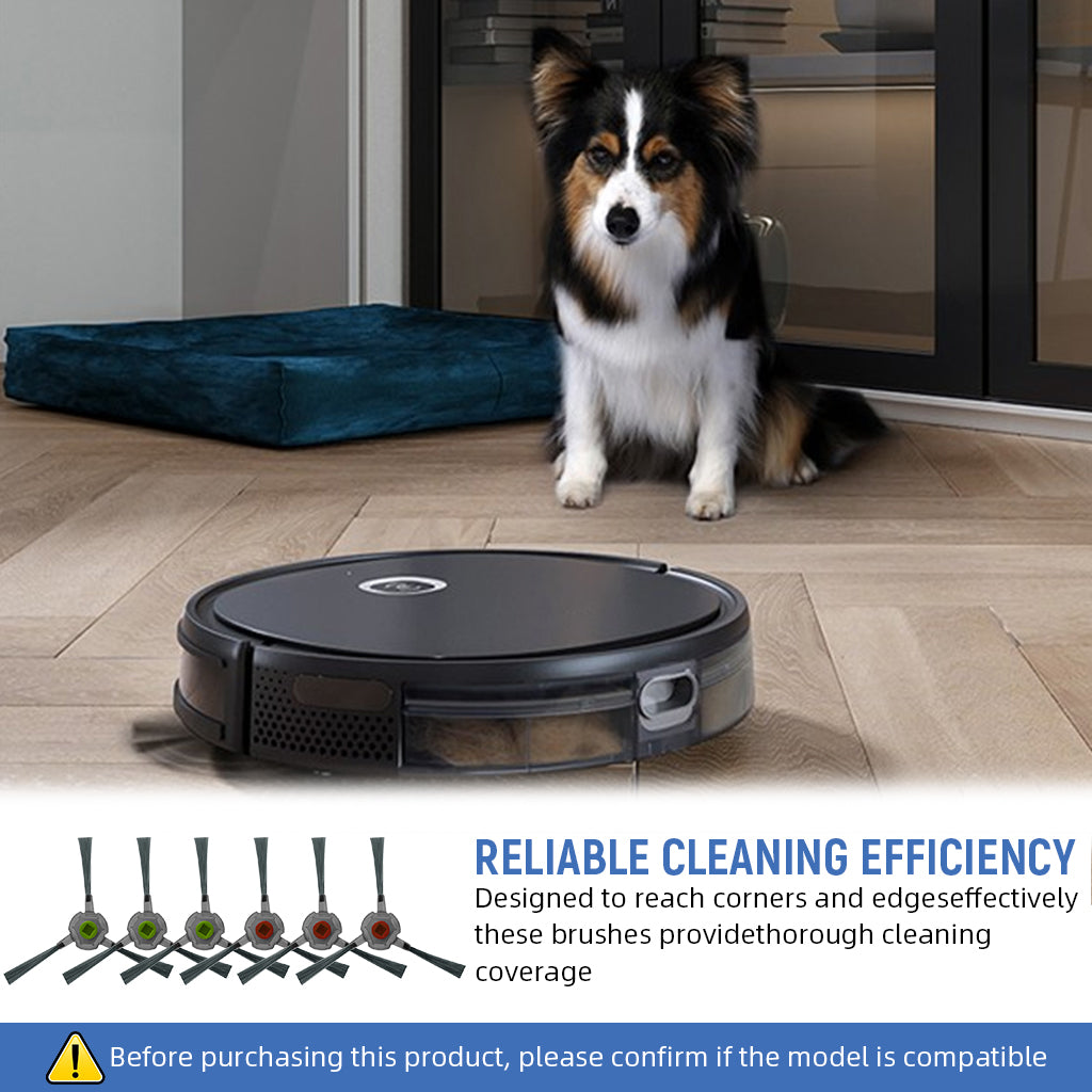 Verilux® 6pcs Replacement Side Brushes for Ecovacs Robot Vacuum U2 Pro Robust Nylon Bristle Side Brushes Spare Side Brushes