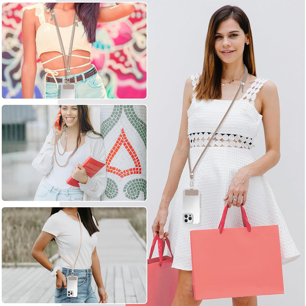 ZORBES® Phone Case for Phone 16 Pro Max Sleek White TPU Matte Phone Case with Lanyard 2 in 1 Magnetic Lens Protector Frame Design, Magnetic Phone Case for Mag safe Support Wireless Charging