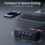 ZORBES® 4-Port Audio Switch Box 4-in-1 Out RCA 3.5mm Selector