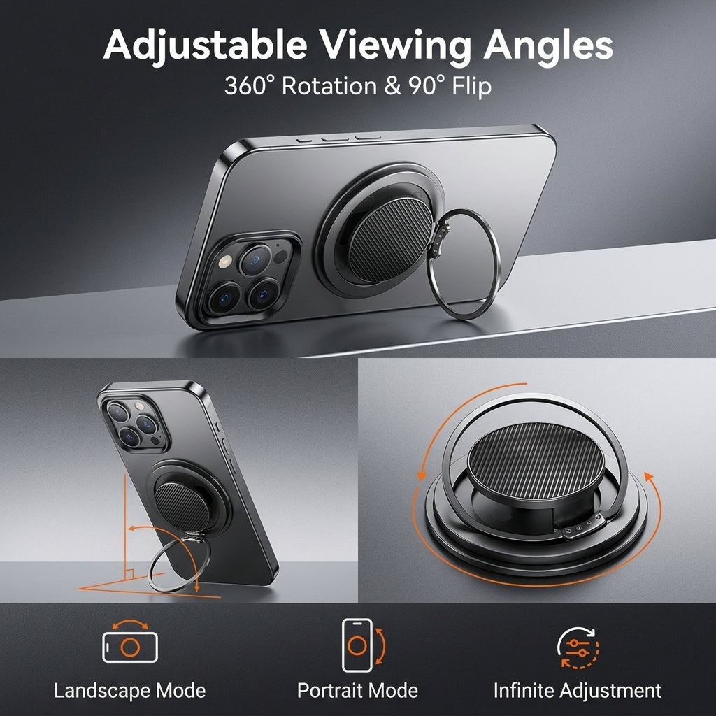 ZORBES® S Magnetic Phone Grip for MagSafe 360° Ring Kickstand Carbon