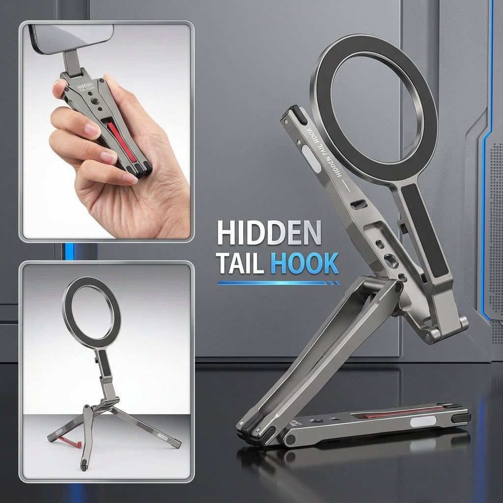 ZORBES® Folding Magnetic Phone Holder Tripod Stand with Grip
