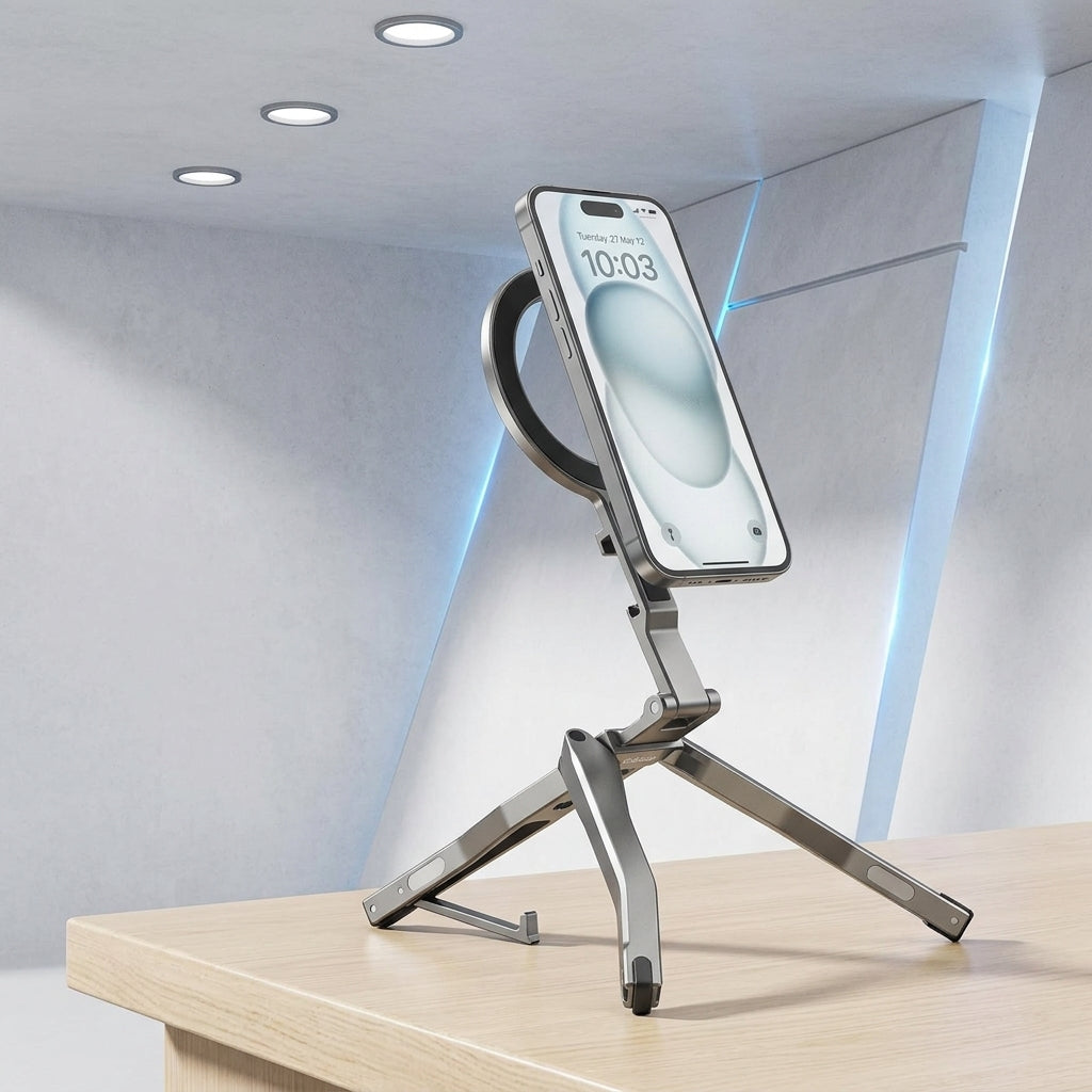 ZORBES® Folding Magnetic Phone Holder Tripod Stand with Grip