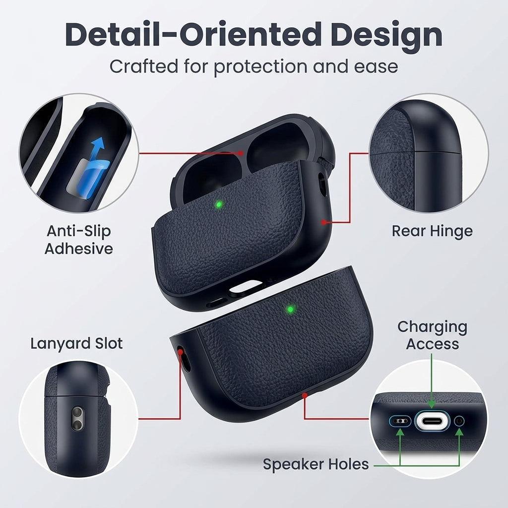 ZORBES® TPU Case Compatible with AirPods Pro 3 Orange Lychee Pattern