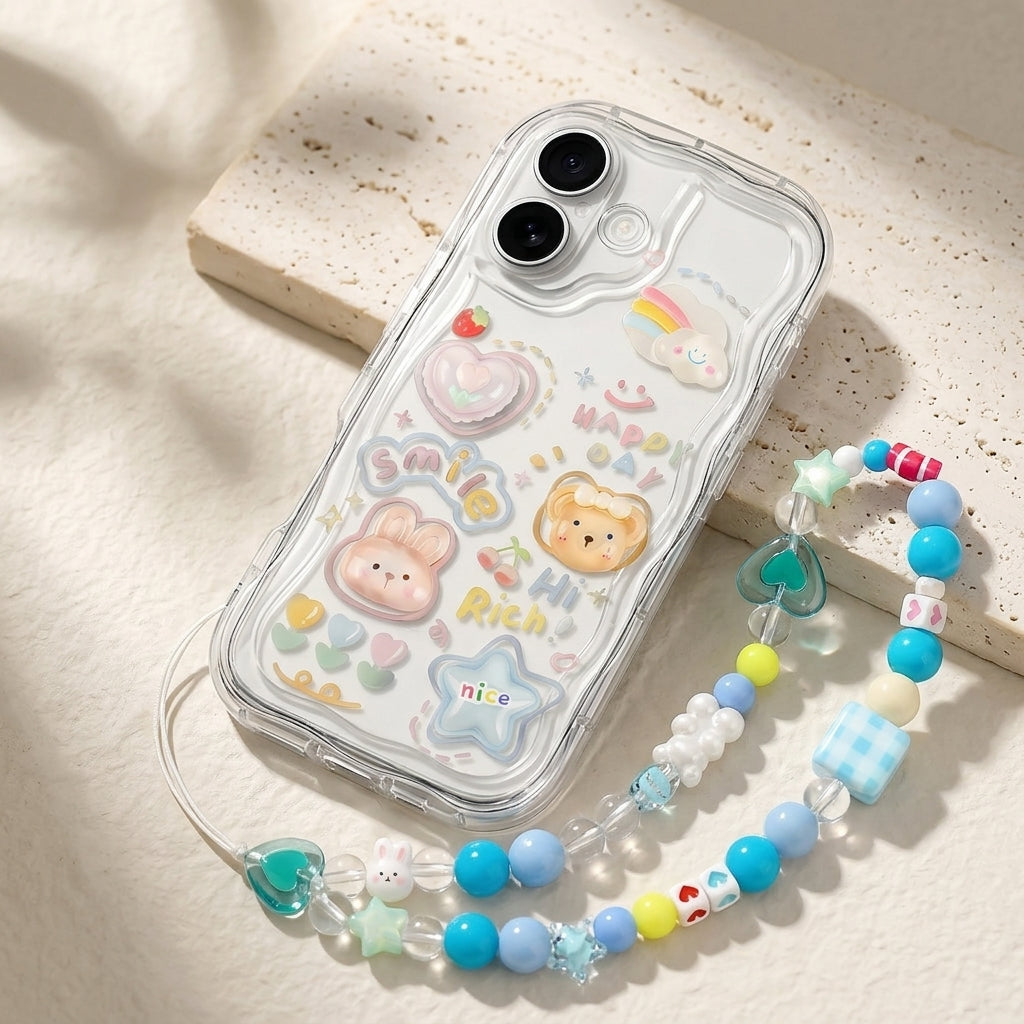ZORBES® Cute Kawaii Clear Case Compatible with iPhone 17 Lanyard