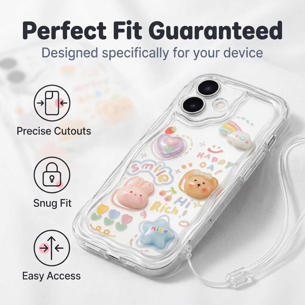 ZORBES® Cute Kawaii Clear Case Compatible with iPhone 17 Lanyard