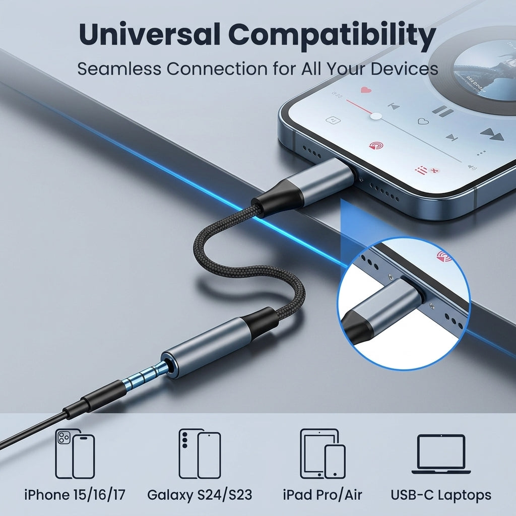 Verilux® 2 Pack Type C to 3.5mm Audio Adapter for iPhone 17/16/15
