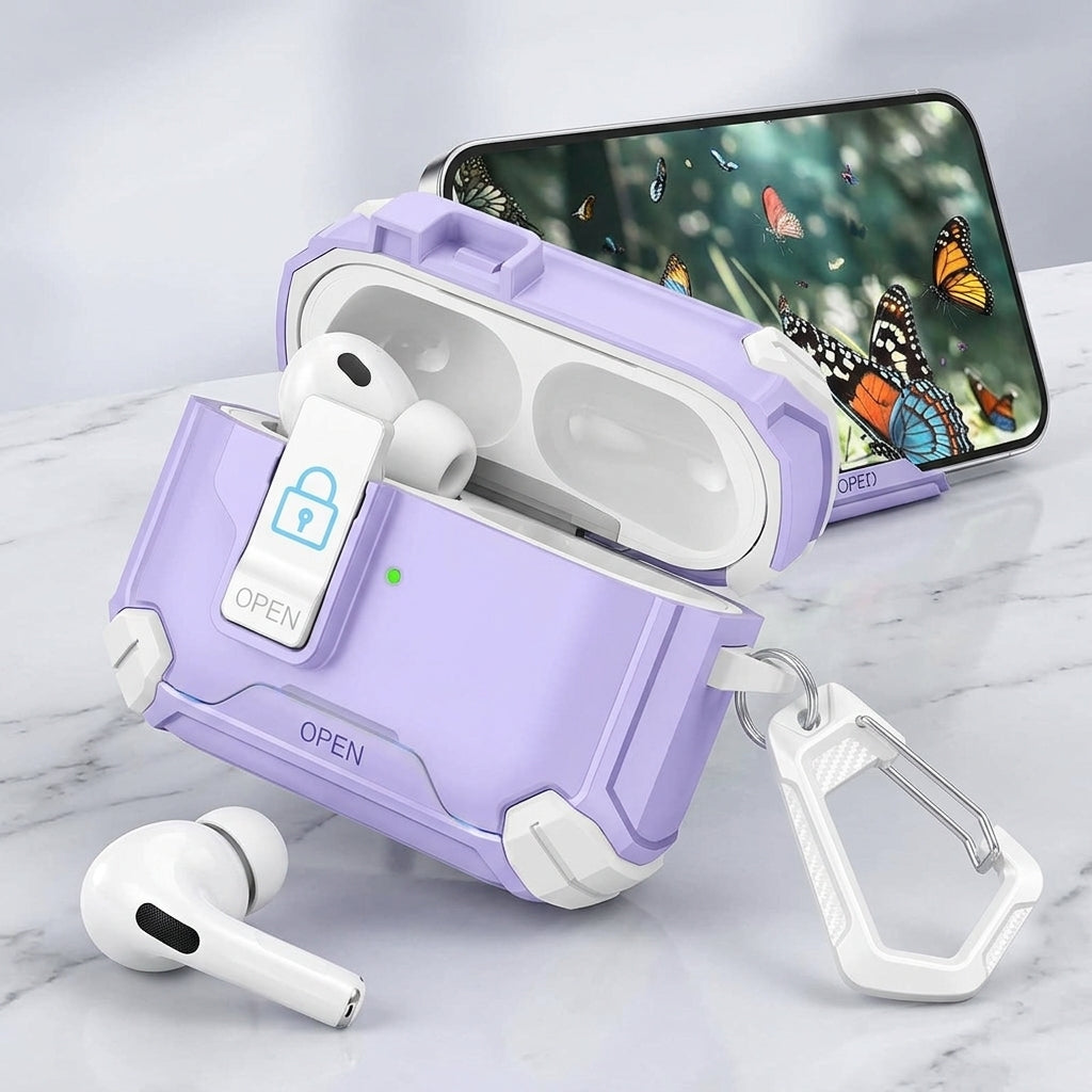 ZORBES® TPU Case Compatible with AirPods Pro 3 with Lock & Carabiner