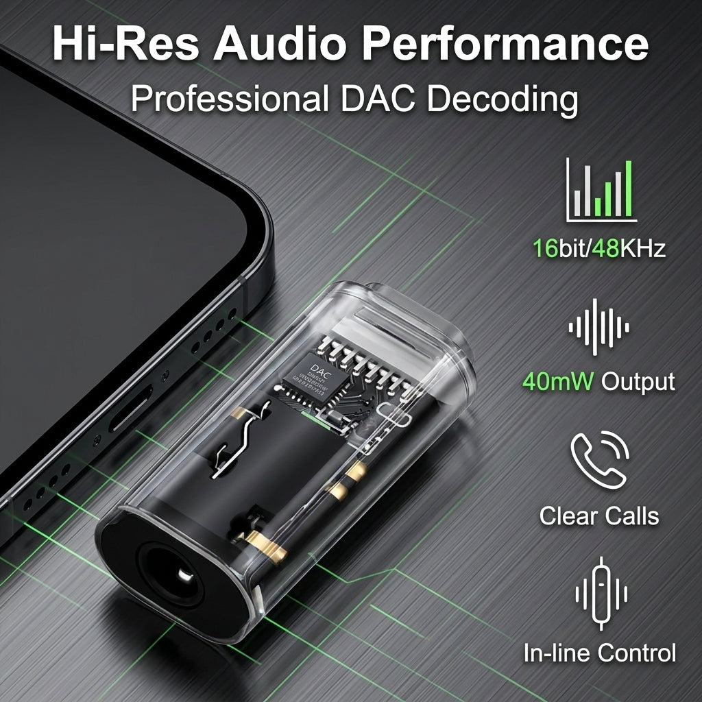 ZORBES® Lightning to 3.5mm Audio Adapter Hi-Res Headphone Jack