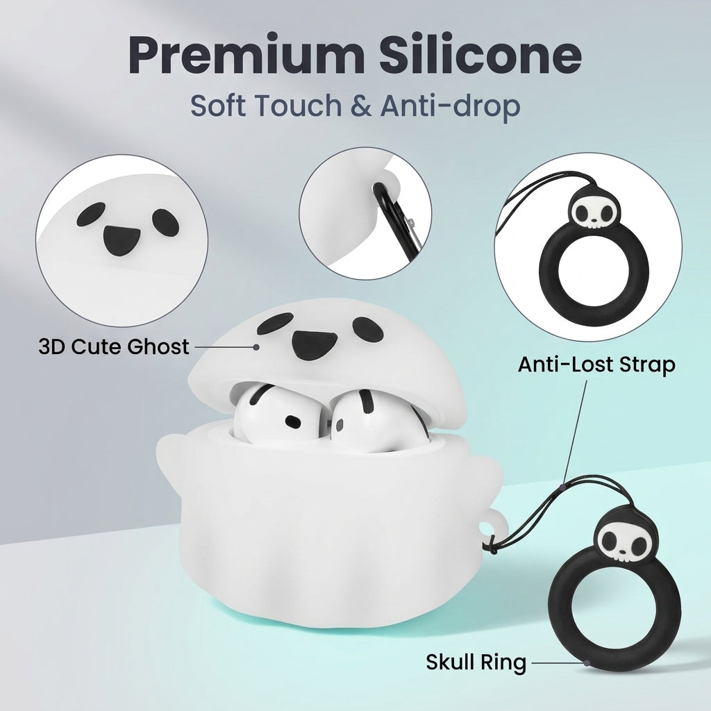 ZORBES® Glow in The Dark Cute Ghost Case Cover for AirPods 4