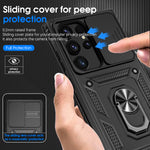 ZORBES® Phone Case for Samsung Galaxy S24 Ultra with Magnetic Kickstand Phone Grip, Hard PC Phone Case with Sliding Camera Cover Anti-Scratch Phone Case for Samsung Galaxy S24 Ultra