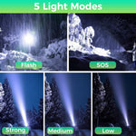 ZORBES® 2000-Lumen High-Power Rechargeable LED Flashlight