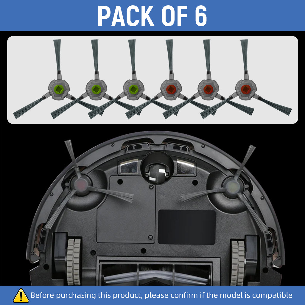 Verilux® 6pcs Replacement Side Brushes for Ecovacs Robot Vacuum U2 Pro Robust Nylon Bristle Side Brushes Spare Side Brushes