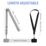 ZORBES® 2Pcs Phone Sling Straps with Insert Sheets Adjustable Phone Sling Straps Nylon Sling Straps for Phone Metal Quick Release Buckle Design Travel Carry-on Phone Sling Straps, Black & Grey