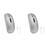 Verilux® Wireless Mouse Rechargeable Battery Level Visible 3 Modes 2.4G 3.0BT 5.0BT Bluetooth for Laptop 1600DPI Ergonomic Silent Mac PC iPad Sliver 2PCS
