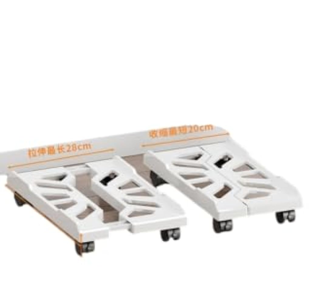 ZORBES® Mobile Desk Stand for Computer Tower, Width Extendable Mobile Riser with 4 Caster Wheels Universal Desk Stand for Game Console, ABS CPU Tower, Ornament, Planter, 40cm(L) x 20-30cm(W), White