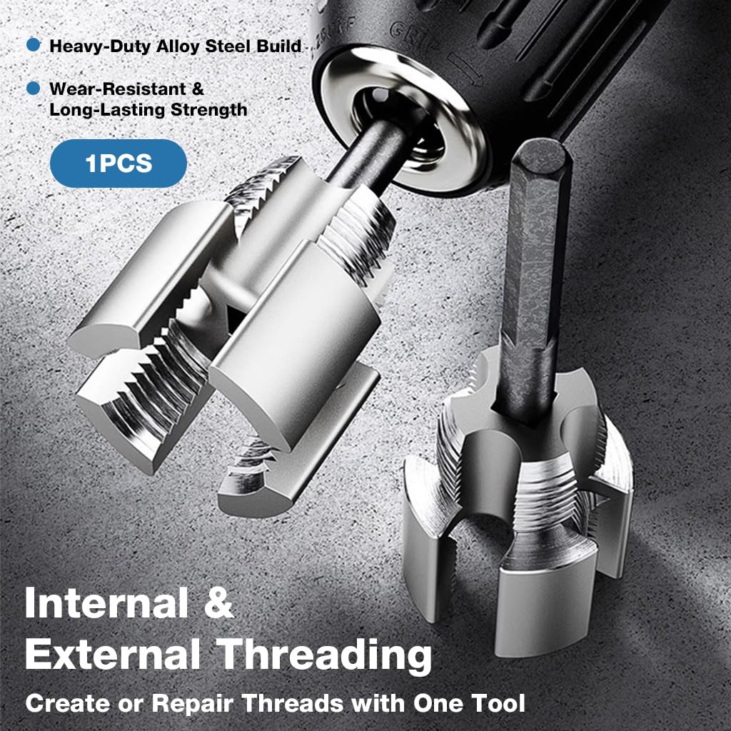 Serplex® 2-in-1 Drill-Compatible Pipe Threading Tap & Die Tool