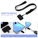 ZORBES® 2Pcs Phone Sling Straps with Insert Sheets Adjustable Phone Sling Straps Nylon Sling Straps for Phone Metal Quick Release Buckle Design Travel Carry-on Phone Sling Straps, Black & Grey