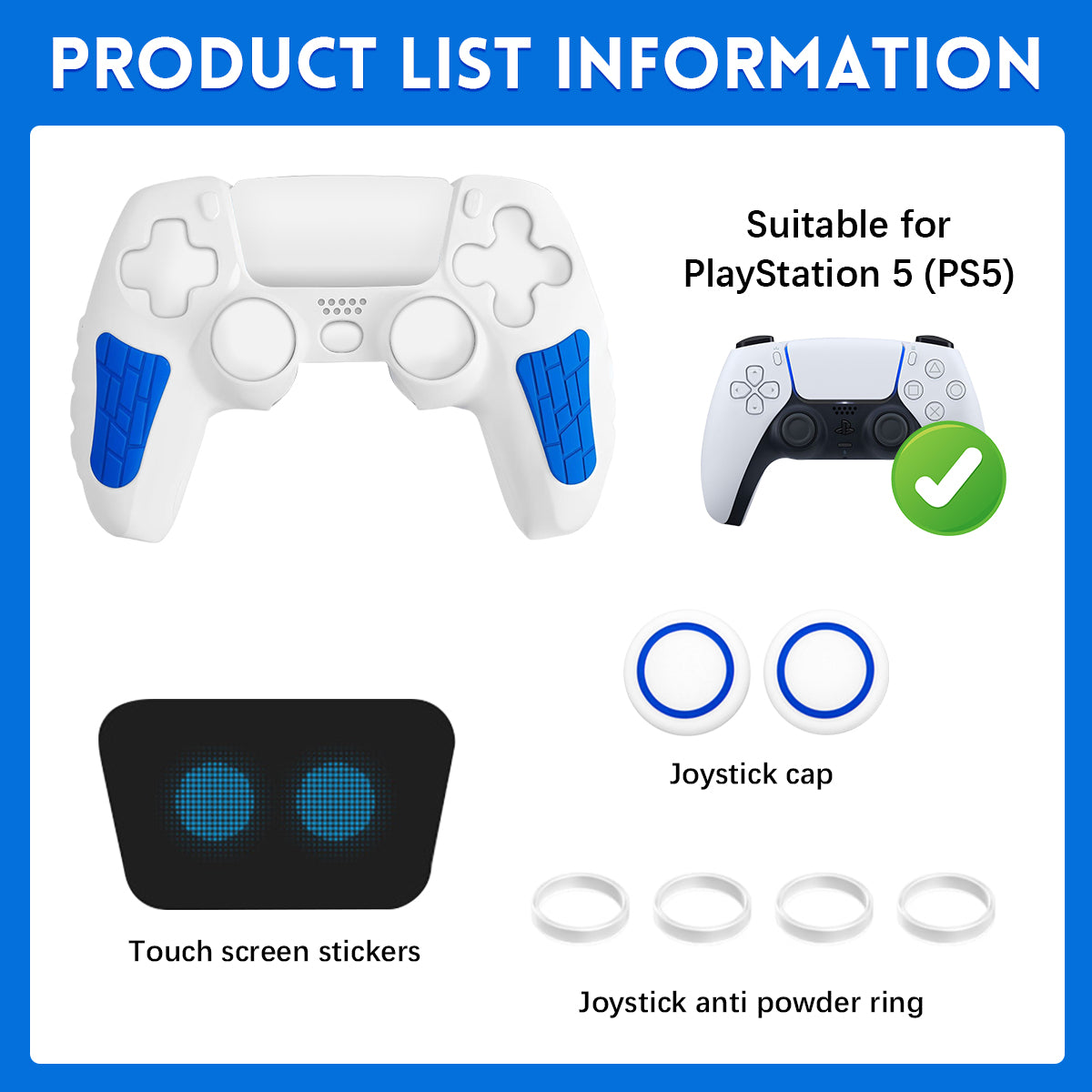 ZORBES® PS5 Controller Cover Case, Silicone Cover for PS5 Game Controller, Protective Cover for Dual Sense Controller with 2 Thumb Grip Caps & Touchpad Sticker