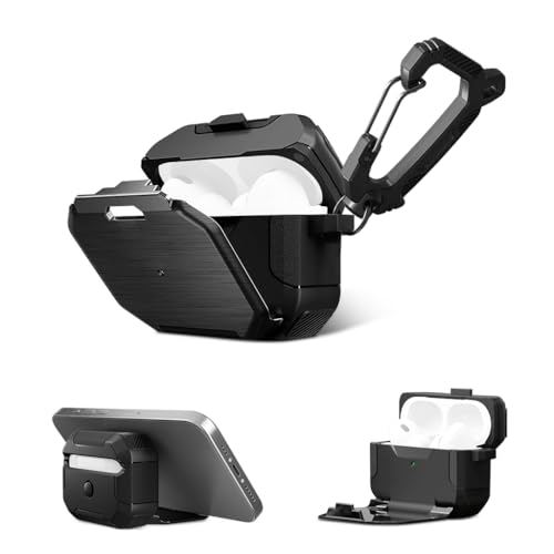 ZORBES® Protective Case for AirPods Pro 2nd Gen. Rugged Anti-Scratch TPU Charger Case Skin Cover with Anti-Open Locking Cover, Compatible with AirPods Pro 2nd Generation, with Carabiner