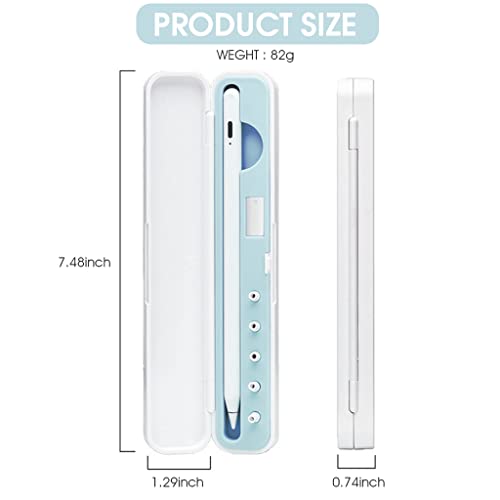 ZORBES® Abs for Apple Pencil Cover Protective Case 1st 2nd Generation Carrying Stylus Magnetic Ipad Without Pen Tip Blue 2PCS