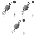 ZORBES® Retractable Id card Holder, Keychain Badge Holder, Zinc Alloy Metal Carabiner Keychain 26.7 inches Retractable Steel Wire Reel Design Utility Carabiner Keyring for Keys, Badge, Cards 3 PCS