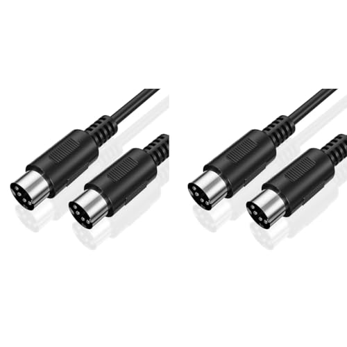 ZORBES® MIDI Cable 3.3 Feet Male to Male 5-Pin Compatible with Keyboard Synth Rack Sampler External Sound Card Source and Other Music Gear 2PCS
