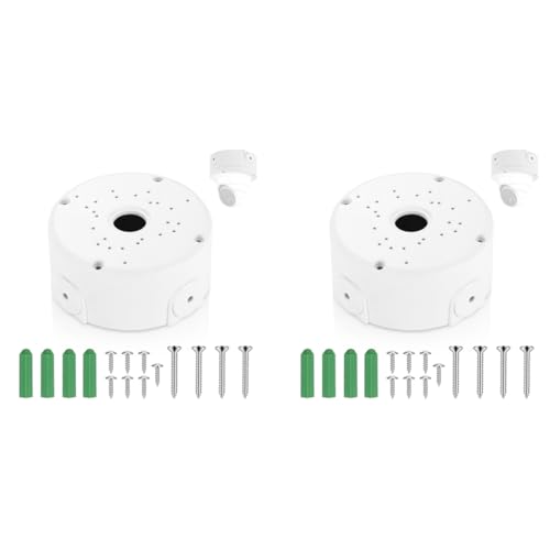 ZORBES® Waterproof Bullet Security Camera Mount Bracket with Metal Enclosure White ABS Junction Box Hides Cables for Outdoor CCTV Easy Install Fits IP POE Cams 3.94x1.89 In 2PCS