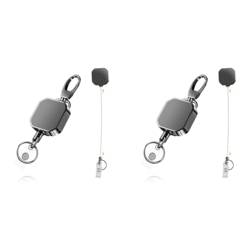 ZORBES® Retractable Id card Holder, Keychain Badge Holder, Zinc Alloy Metal Carabiner Keychain 26.7 inches Retractable Steel Wire Reel Design Utility Carabiner Keyring for Keys, Badge, Cards 2 PCS