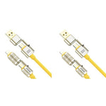 Verilux® 240W USB C 4 in 1 Fast Charging Cable 1.5m Silicone Multi Charging Zinc Alloy Metal Connectors Universal for Phone Tablet 2PCS