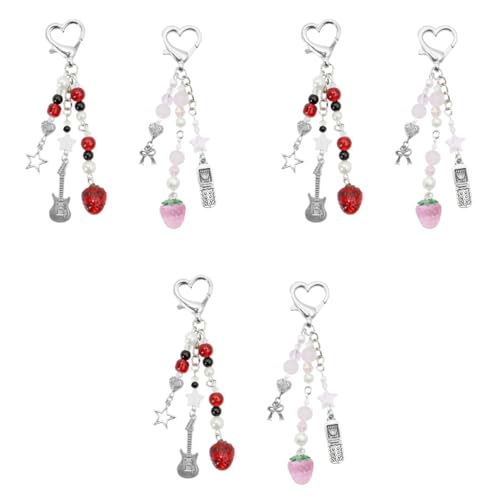 ZORBES® Cute Keychain Charms Aesthetic Y2K Keychain Accessories Beaded Acrylic Sweet Strawberry Charm