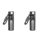 ZORBES® Portable Pill Box with Carabiner Waterproof Tight-Seal Travel Aluminum Alloy 3.94 inches Medication Storage Tube Carry-on Emergency Case 2PCS