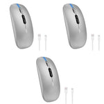 Verilux® Wireless Mouse Rechargeable Battery Level Visible 3 Modes 2.4G 3.0BT 5.0BT Bluetooth for Laptop 1600DPI Ergonomic Silent Mac PC iPad Sliver 3PCS