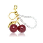 ZORBES® Red Cherry Keychains Aesthetic Bag Charms with Pearl Charm Loop, Fashion Cute Key Chain for Girls Sweetly Stylish Keyring Cherry Charms for Bags Car Accessories Birthday Unique Gifts for Women