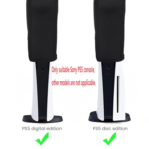 ZORBES® Dust Cover for Sony PS5 Console Protective Case Anti Scratch Waterproof for PlayStation 5 Game Sleeve Accessories Digital Edition Disc Edition Black 3 PCS