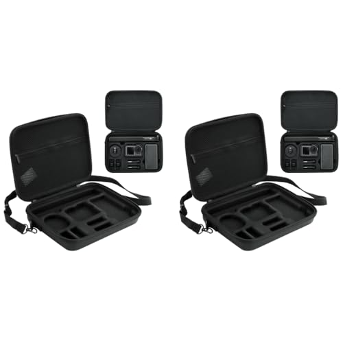 ZORBES® Polyurethane Carrying Case for DJI Osmo Action 3/4/5Pro Hard Shell Bag with Shoulder Strap Travel Not Included Camera Black 2 PCS