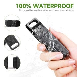 ZORBES® Portable Pill Box with Carabiner Waterproof Tight-Seal Travel Aluminum Alloy 3.94 inches Medication Storage Tube Carry-on Emergency Case 2PCS