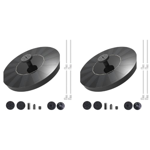 Verilux® Plastic Fountain Solar Power Floating Water Pump For Pool Pond Garden Patio Plants Round 7V 1.4W Black 2 PCS