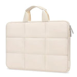 ZORBES® 13'' Laptop Bag, Fashion Quilting Laptop Hand Bag, Non-abrasive Plush Liner, Dual Zipper Travel Laptop Bag, Beige