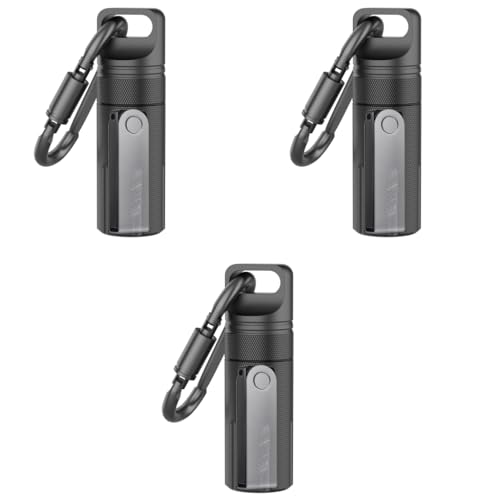 ZORBES® Portable Pill Box with Carabiner Waterproof Tight-Seal Travel Aluminum Alloy 3.94 inches Medication Storage Tube Carry-on Emergency Case 3PCS