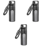 ZORBES® Portable Pill Box with Carabiner Waterproof Tight-Seal Travel Aluminum Alloy 3.94 inches Medication Storage Tube Carry-on Emergency Case 3PCS